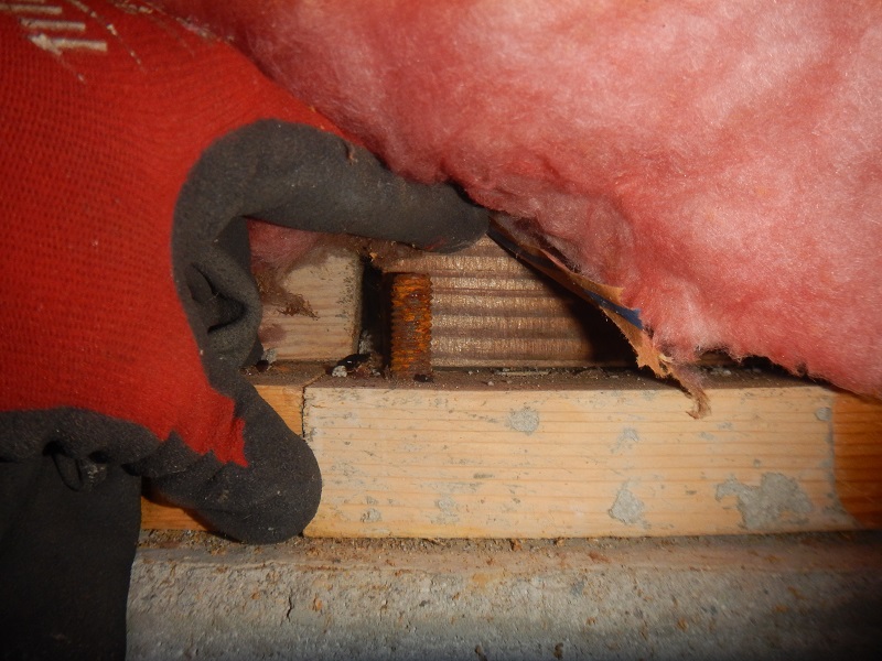 Missing sill plate nut found by a home inspector near Evansville, IN