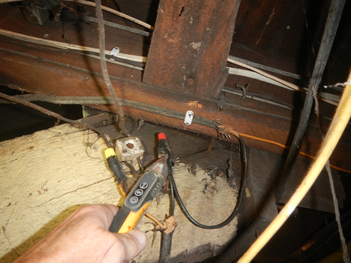 Electrical hazard found by the home inspector in Washington, IN.